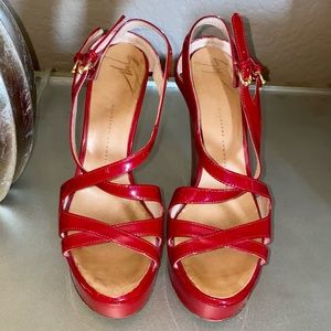 Giuseppe Zanotti red patent leather platform sandals